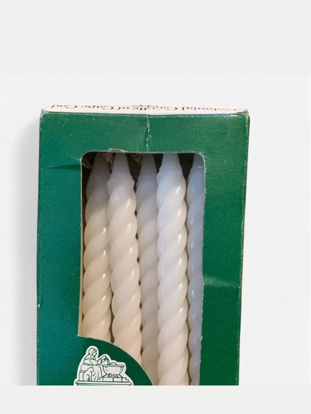 vintage Colonial Candle of Cape Cod white twist candles